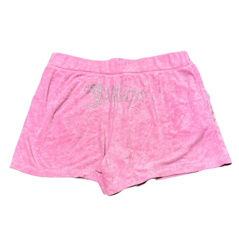 Juicy Couture Pink Terry Sleep Shorts Sparkle Rhinestone Detail Sz XL Loungewear